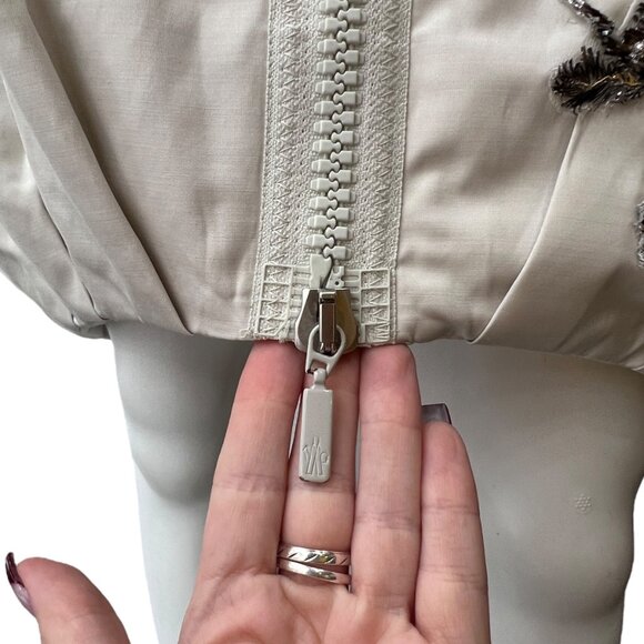 $3800 NWD Moncler Ivory Beaded Embellished Floral Full Zip Jacket size 1/S/M - Picture 3 of 15